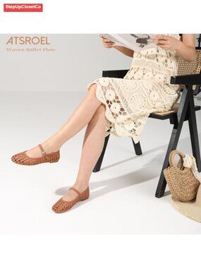 Shoes | Woven Ballet Flats Round Toe Mesh Buckle Strap Mary Jane Dressy ...